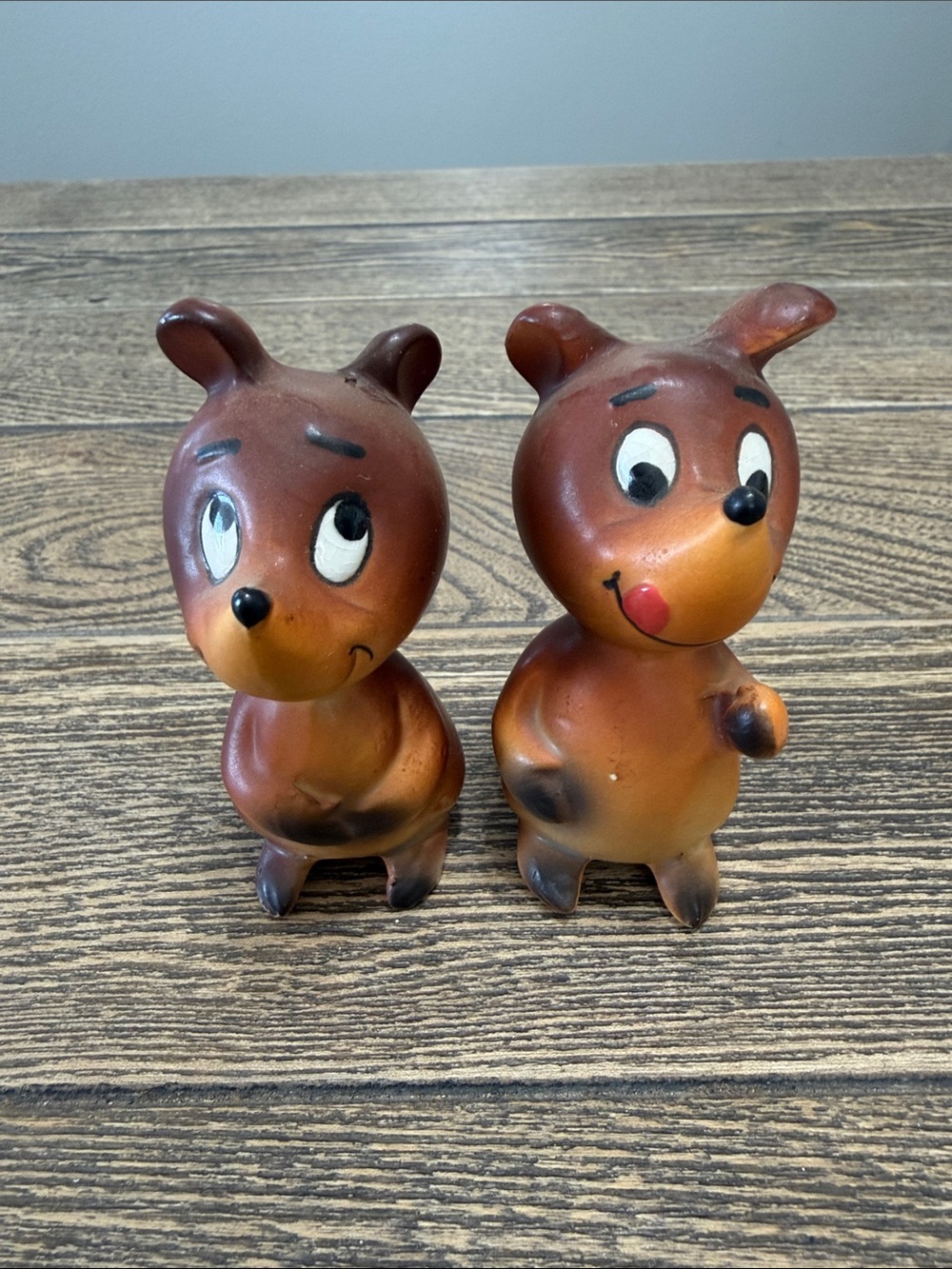 Vintage 60’s Japan Brown Bear Salt & Pepper shakers Cartoon Style Nostalgic
